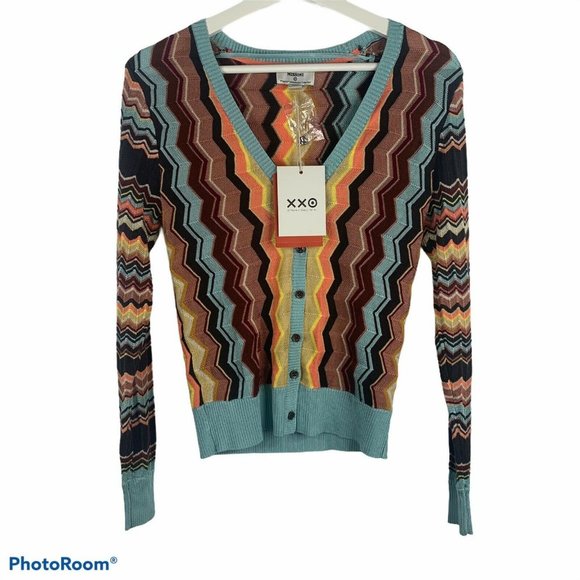 Missoni For Target Cardigan Sweater Chevron Striped Button Front Women’s Size XS - Picture 2 of 9